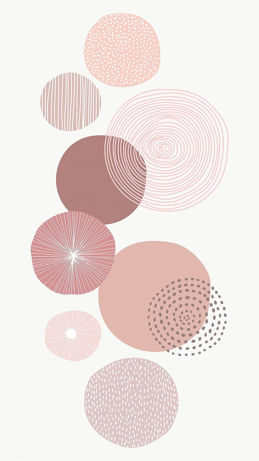 Pastel Pink Geometric Circle Pattern with Textured Dots and Lines on Cream Background HD phone wallpaper