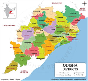 Colorful Political Map of Odisha India Showing All Districts and State Boundaries HD wallpaper
