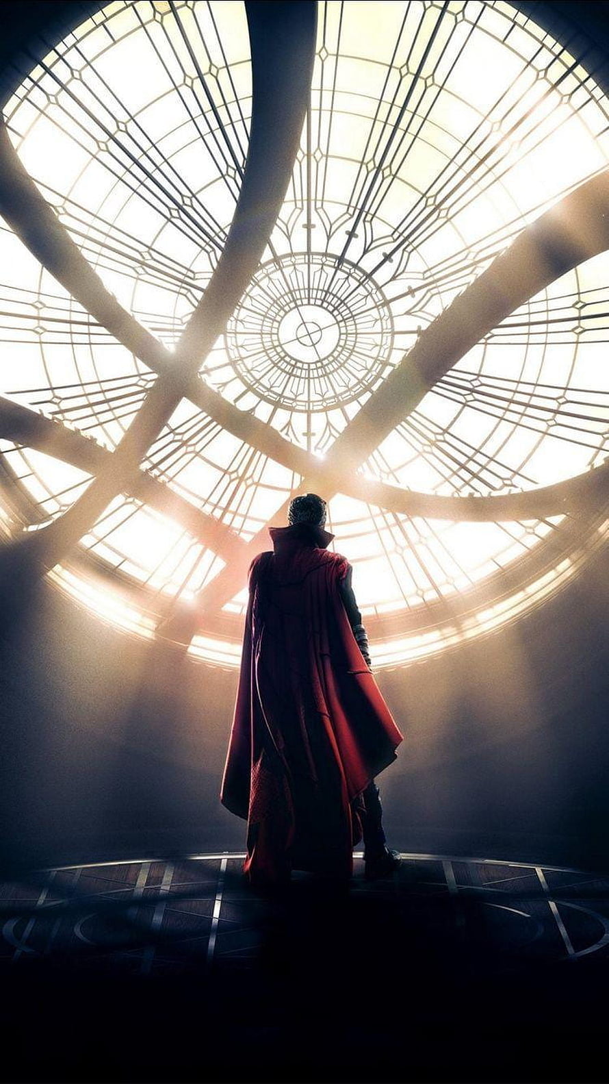 Doctor Strange Standing Beneath a Glowing Geometric Dome in Cinematic Light HD phone wallpaper