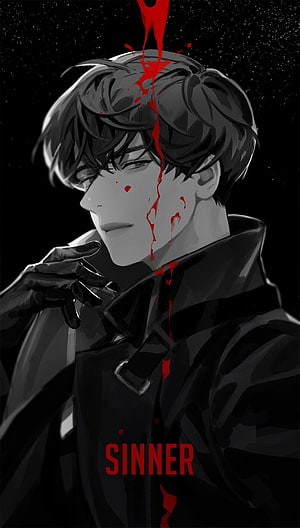 Yoo Jonghyk from Sinner: A Dark Anime Character Portrait with Blood HD phone wallpaper