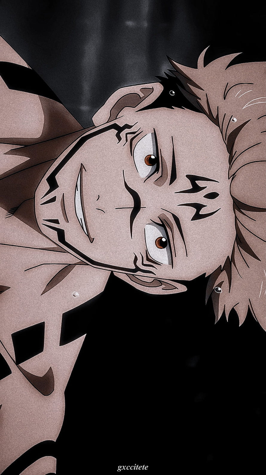 Sukuna Aesthetic Portrait with Intense Expression and Dark Background HD phone wallpaper