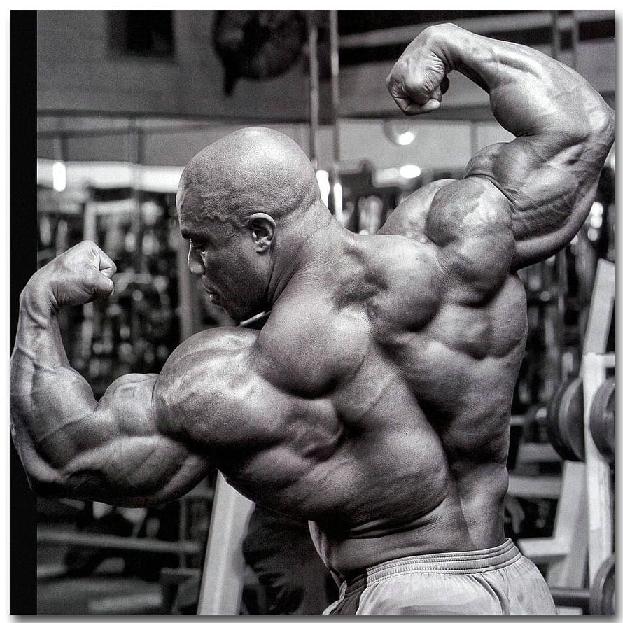 Ronnie Coleman Bodybuilding Pose in Black and White Gym Photography HD phone wallpaper