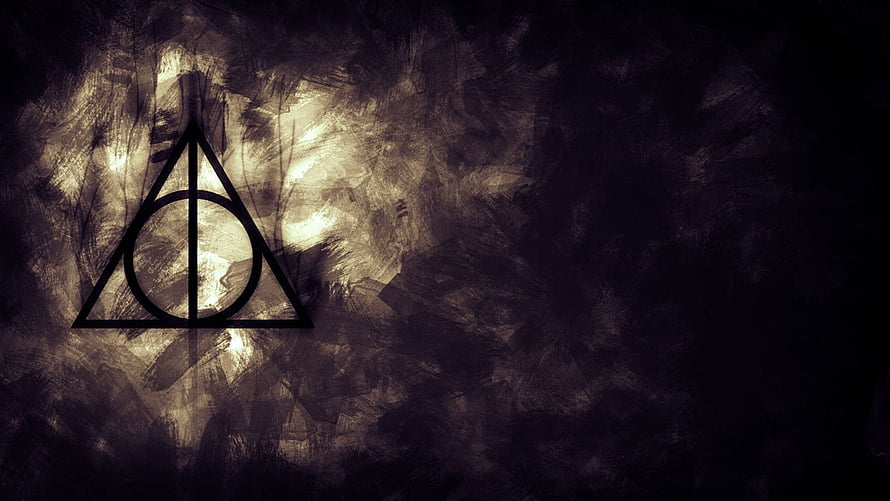 Harry Potter Deathly Hallows Symbol on Dark Textured Background HD wallpaper