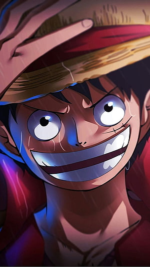 Monkey D. Luffy Close-Up Portrait with Straw Hat and Determined Expression HD phone wallpaper
