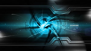 Futuristic Blue Technology Abstract Background with Digital Interface Elements HD wallpaper