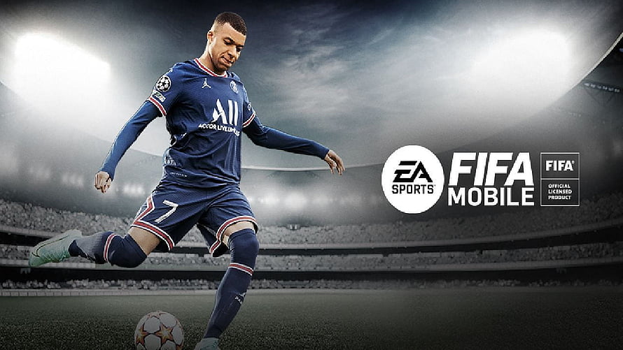 Kylian Mbappe in Paris Saint-Germain kit for EA Sports FIFA Mobile promotional artwork HD wallpaper