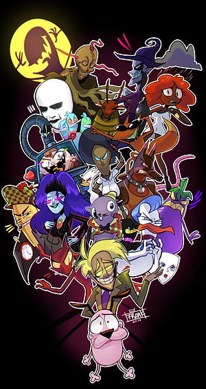 Courage the Cowardly Dog Villains and Characters Group Illustration HD phone wallpaper