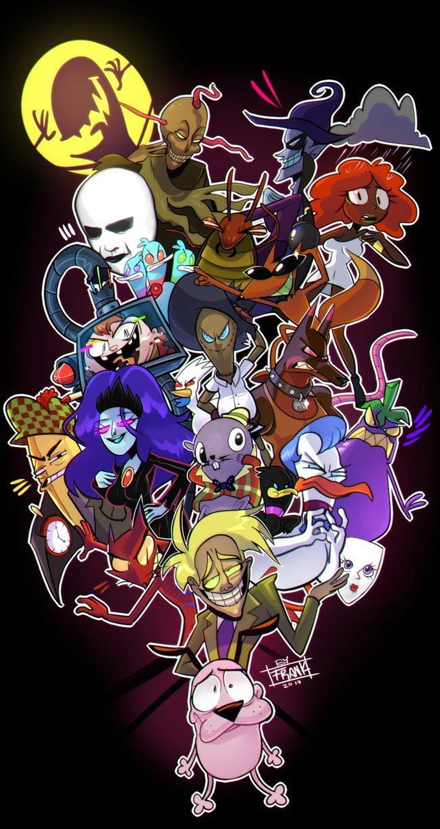 Courage the Cowardly Dog Villains and Characters Group Illustration HD phone wallpaper