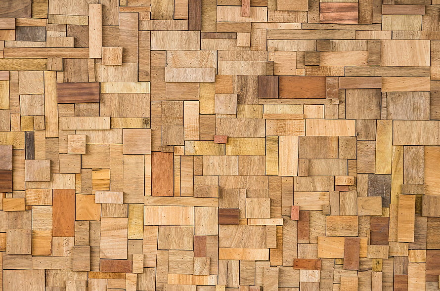 Mosaic of Reclaimed Wood Planks in Warm Earth Tones HD wallpaper