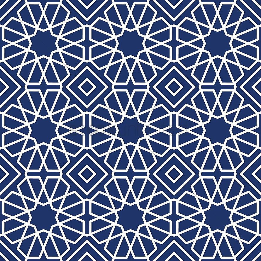 Navy Blue and White Islamic Geometric Star Pattern Design HD phone wallpaper