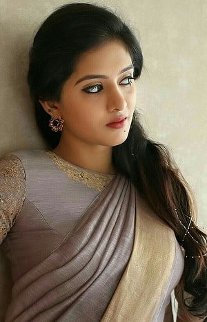 Elegant Indian Woman in Grey Saree with Gold Embroidery and Floral Earrings, Top 100 Hottest Desi Girls of Pakistani Indian Girls in, beautiful indian girls HD phone wallpaper