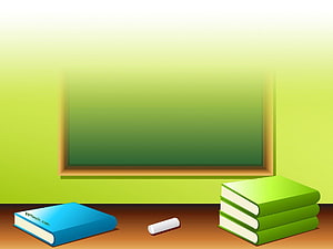 Green Classroom Scene With Blackboard, Books, And Chalk On A Wooden Desk HD wallpaper