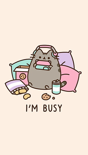 Cute Gray Cat Eating Cookies and Drinking Coffee While Wearing Headphones HD phone wallpaper