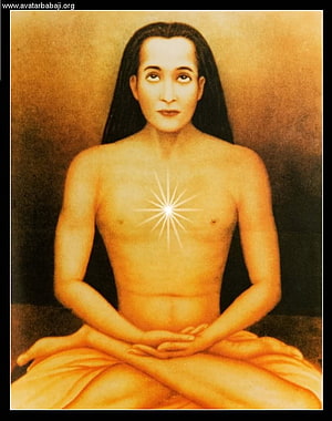 Mahavatar Babaji Meditating with Radiant Heart Chakra Light HD phone wallpaper