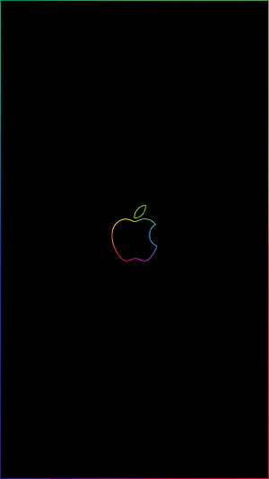 Minimalist Apple Logo with Rainbow Gradient Outline on Black Background HD phone wallpaper