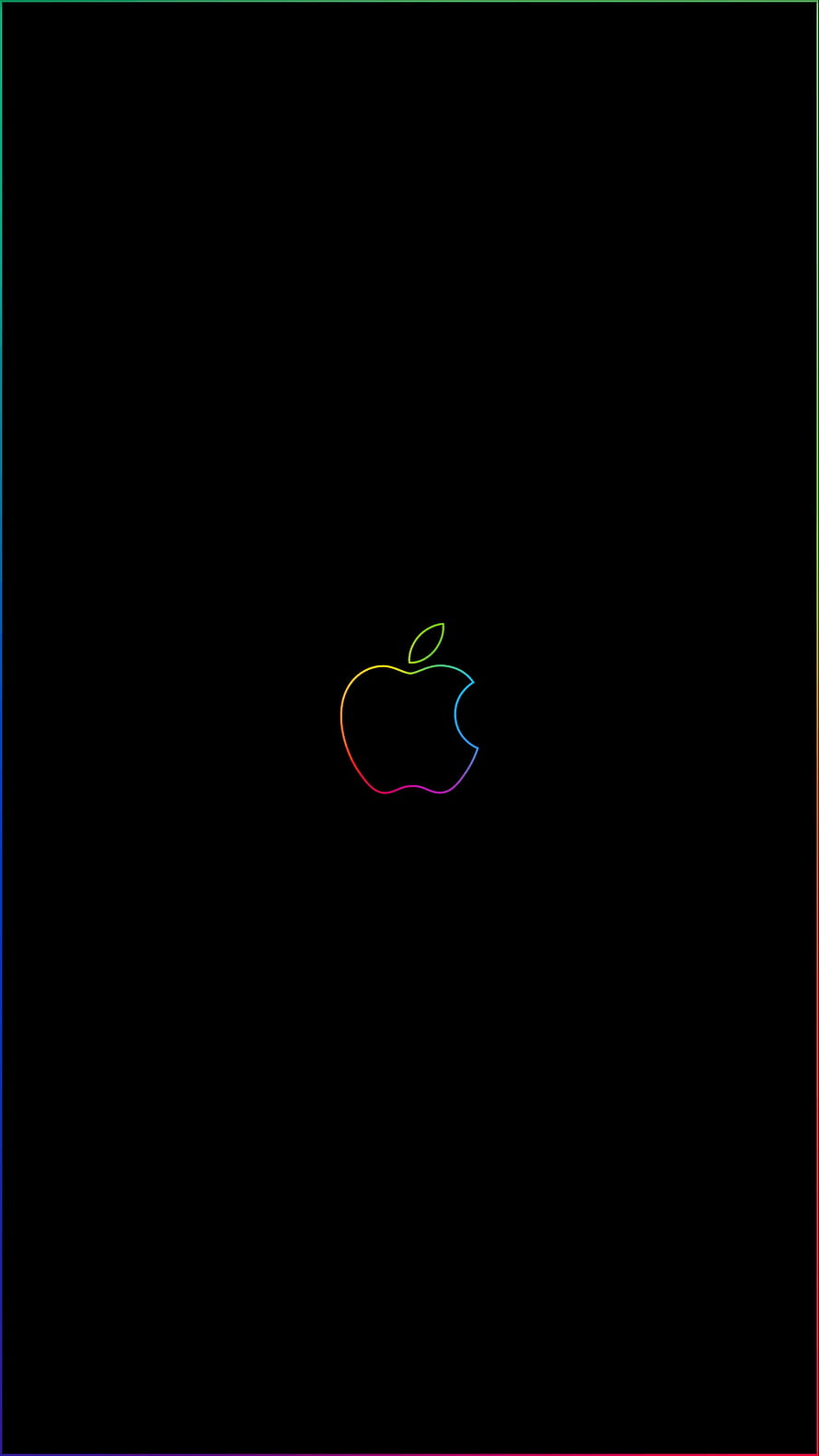 Minimalist Apple Logo with Rainbow Gradient Outline on Black Background HD phone wallpaper