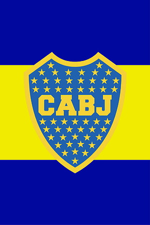 Club Atlético Boca Juniors Official Shield Emblem on Blue and Yellow Striped Background HD phone wallpaper