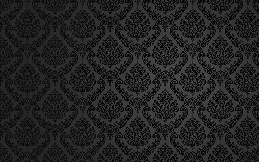 Dark Charcoal Damask Pattern with Ornate Floral Motifs and Classic Baroque Design HD wallpaper