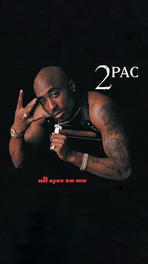 2Pac All Eyez On Me Album Cover Portrait with Gold Jewelry and Tattoos HD phone wallpaper