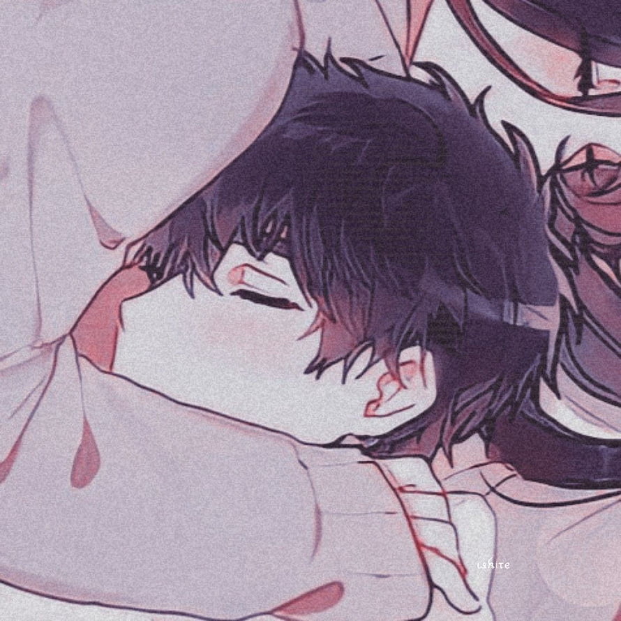 Intimate Anime Couple Illustration with Soft Pastel Tones and Gentle Embrace HD phone wallpaper
