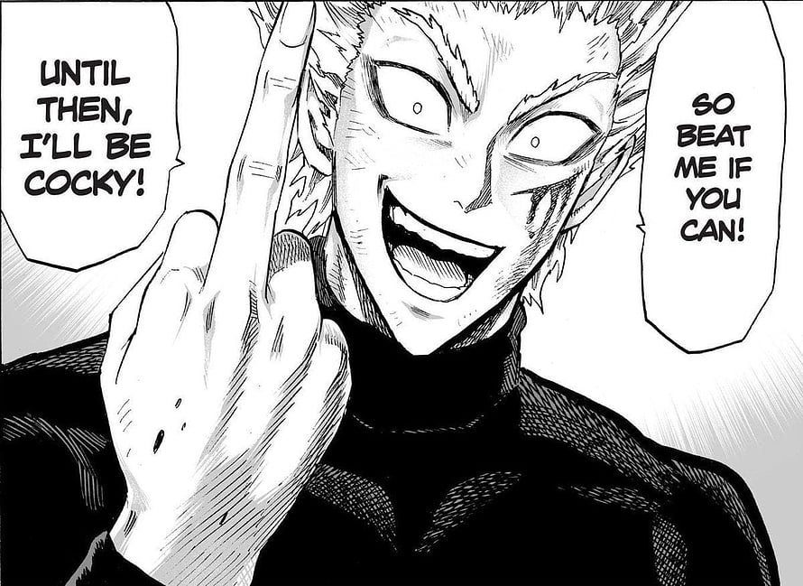 Garou from My Hero Academia Flashing Middle Finger in Black and White Manga Panel HD wallpaper