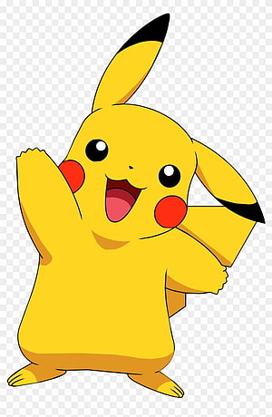 Cheerful Chubby Pikachu Waving with Open Mouth on Transparent Background HD phone wallpaper