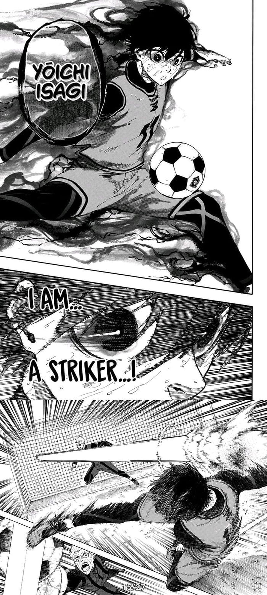 Yoichi Isagi Striker Moment in Blue Lock Manga Panel HD phone wallpaper