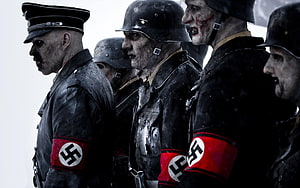 Zombie Nazi Soldiers in Dark Military Uniforms with Red Armbands HD wallpaper