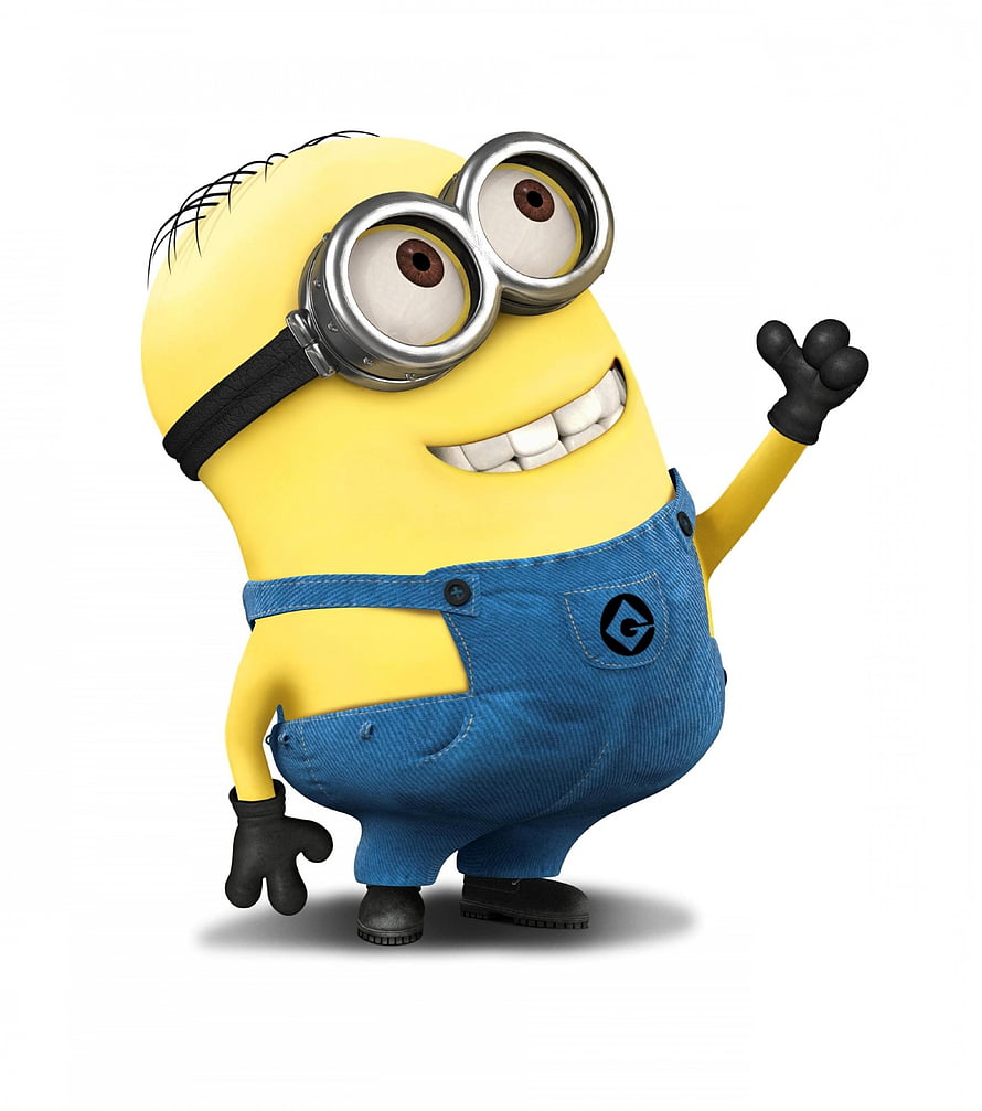 Cheerful Minion Character Waving in Blue Overalls from Despicable Me HD phone wallpaper