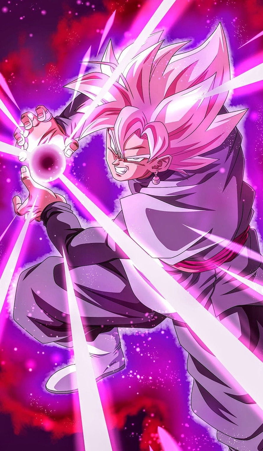 Goku Black Super Saiyan Rosé Charging Kamehameha in Purple Aura HD phone wallpaper