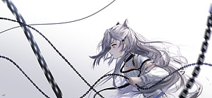 Vestia Zeta Anime Character with Silver Hair and Chains HD wallpaper