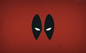 Minimalist Deadpool Mask Eyes on Textured Red Background HD wallpaper