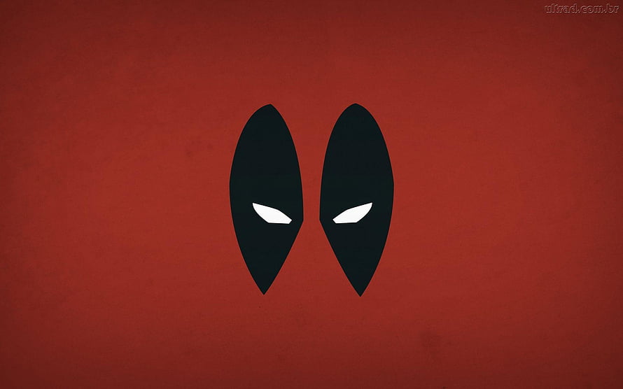 Minimalist Deadpool Mask Eyes on Textured Red Background HD wallpaper