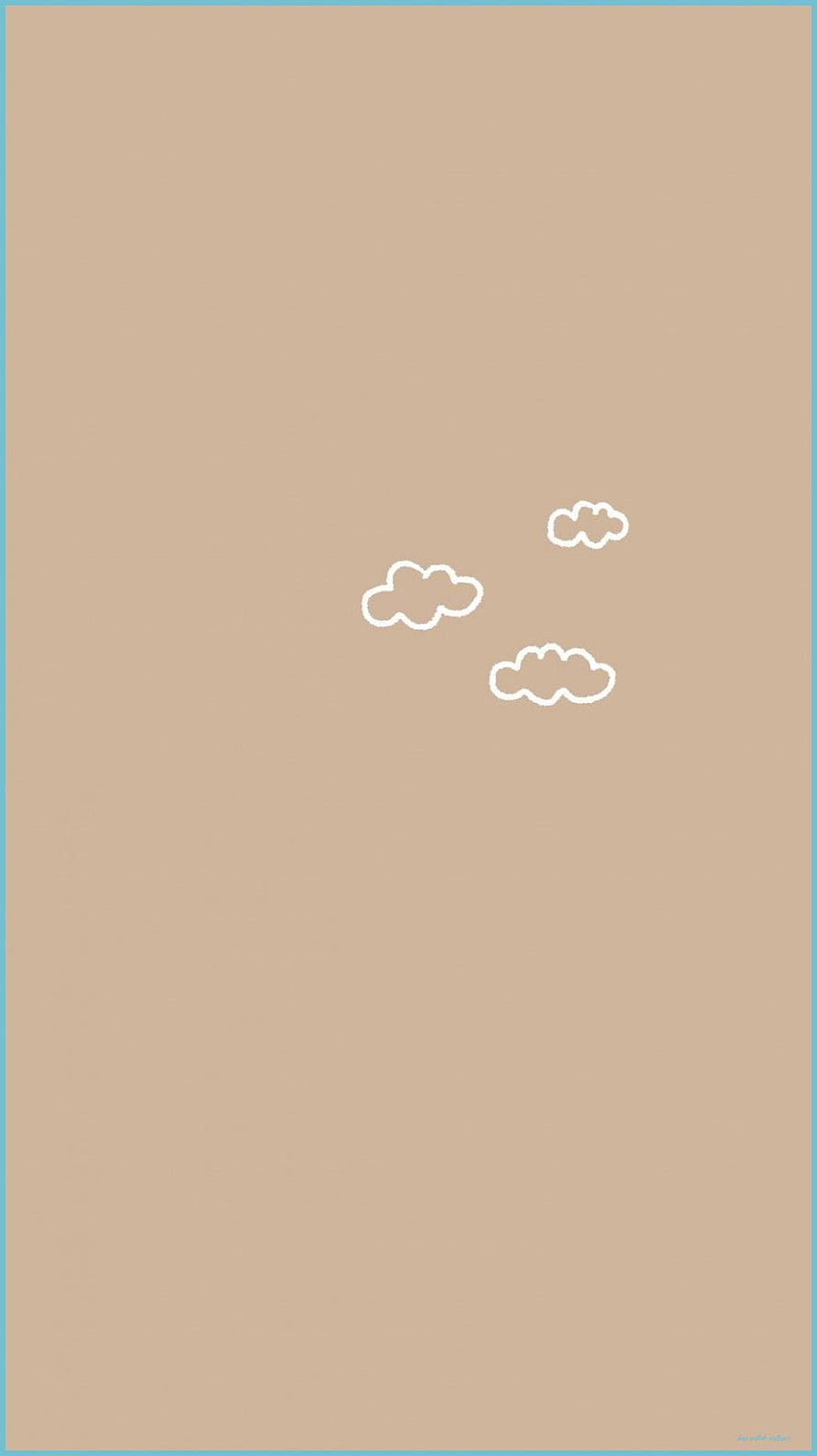 Minimalist Beige Background with White Cloud Outlines and Blue Border HD phone wallpaper
