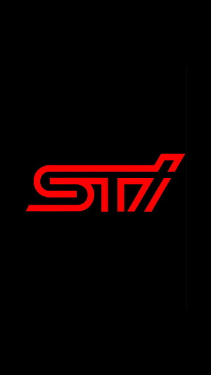 Subaru STI Red Logo on Black Background Minimalist Automotive Branding Design HD phone wallpaper