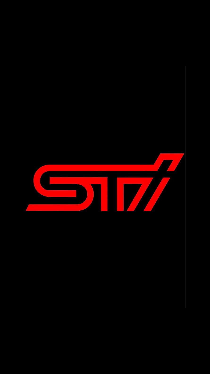 Subaru STI Red Logo on Black Background Minimalist Automotive Branding Design HD phone wallpaper