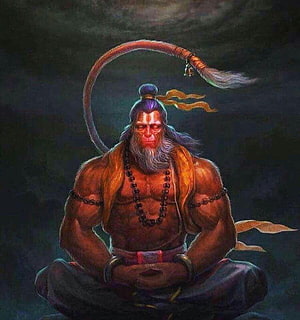 Hanuman Meditating in Lotus Pose with Rishi Mukut and Mala Beads, Jai Shree Ram jai Hanuman, hanuman body builder HD phone wallpaper