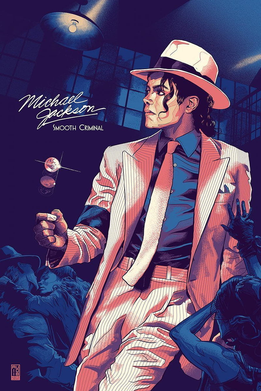 Michael Jackson Smooth Criminal Comic Style Illustration in White Fedora and Pinstripe Suit HD phone wallpaper