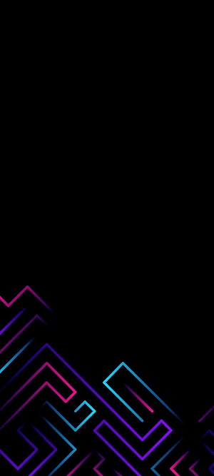 Neon Geometric Circuit Pattern on Black Background HD phone wallpaper