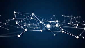 Futuristic Plexus Network Nodes Connected by Glowing Lines on Deep Blue Background HD wallpaper