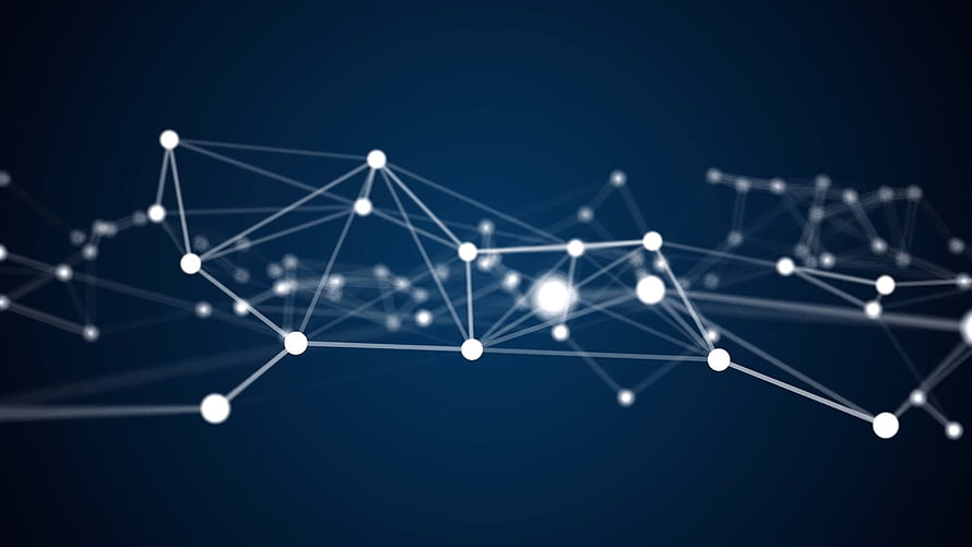 Futuristic Plexus Network Nodes Connected by Glowing Lines on Deep Blue Background HD wallpaper