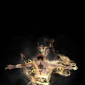 Portgas D. Ace Enveloped in Flames Against a Dark Void HD phone wallpaper
