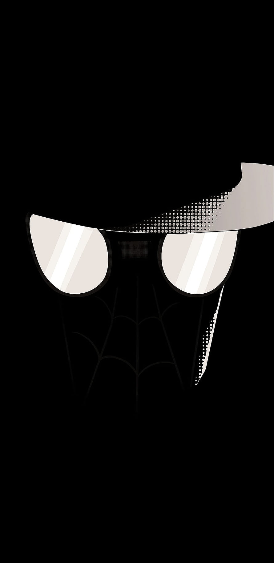 Spider-Man Noir Minimalist Mask Design with Halftone Texture on Black Background, spider man noir , #Spider HD phone wallpaper