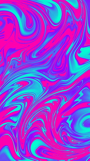 Vibrant Pink and Cyan Liquid Marble Abstract Pattern HD phone wallpaper