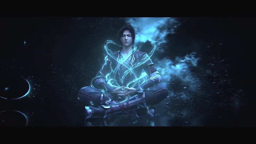 Battle Through the Heavens 4th Season Character Meditating with Blue Energy Aura HD wallpaper
