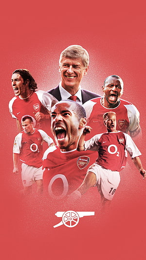 Arsenal Invincibles Era Tribute with Arsene Wenger and Classic Players HD phone wallpaper