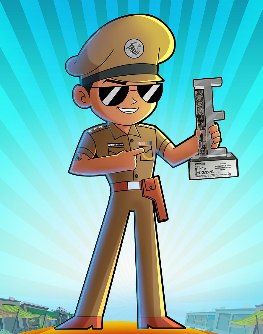 Little Singham Cartoon Character Holding India Licensing Award Trophy HD phone wallpaper