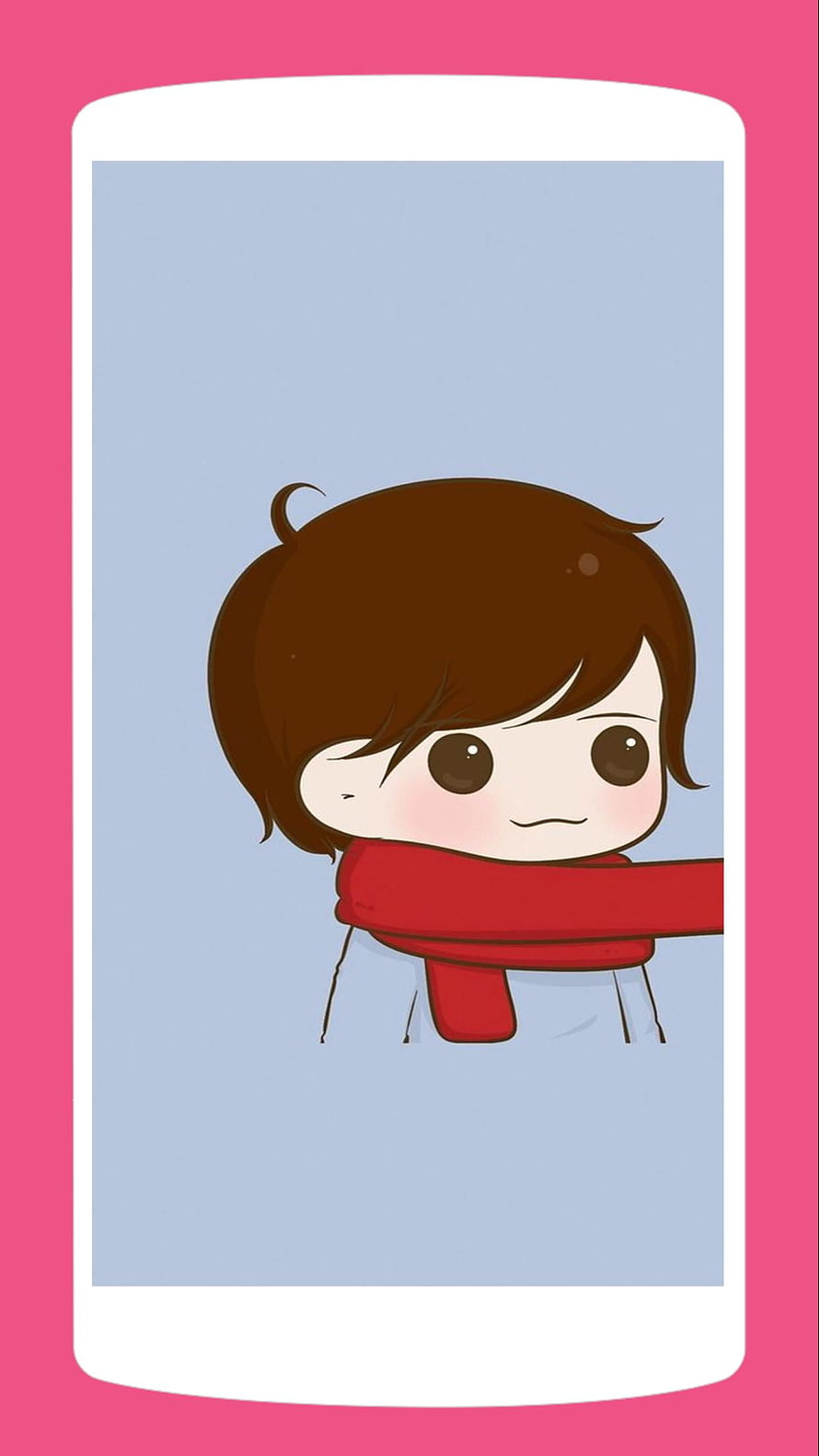 Cute Chibi Boy with Red Scarf on Pink Phone Frame HD phone wallpaper