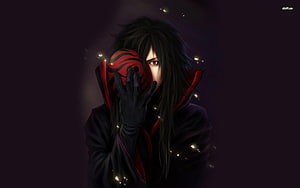 Madara Uchiha Holding Rinnegan Mask in Dark Atmosphere HD wallpaper