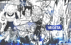 Vegeta Dragon Ball Z Manga Artwork Black White Blue Ink Illustration HD wallpaper